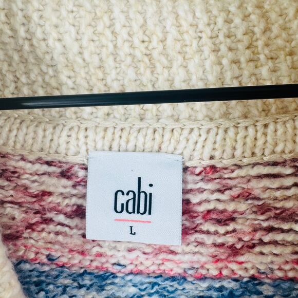 Cabi Fair Isle Zip Front Sweater Shawl Collar Cardigan Size Large Cottage Cozy - Picture 4 of 8
